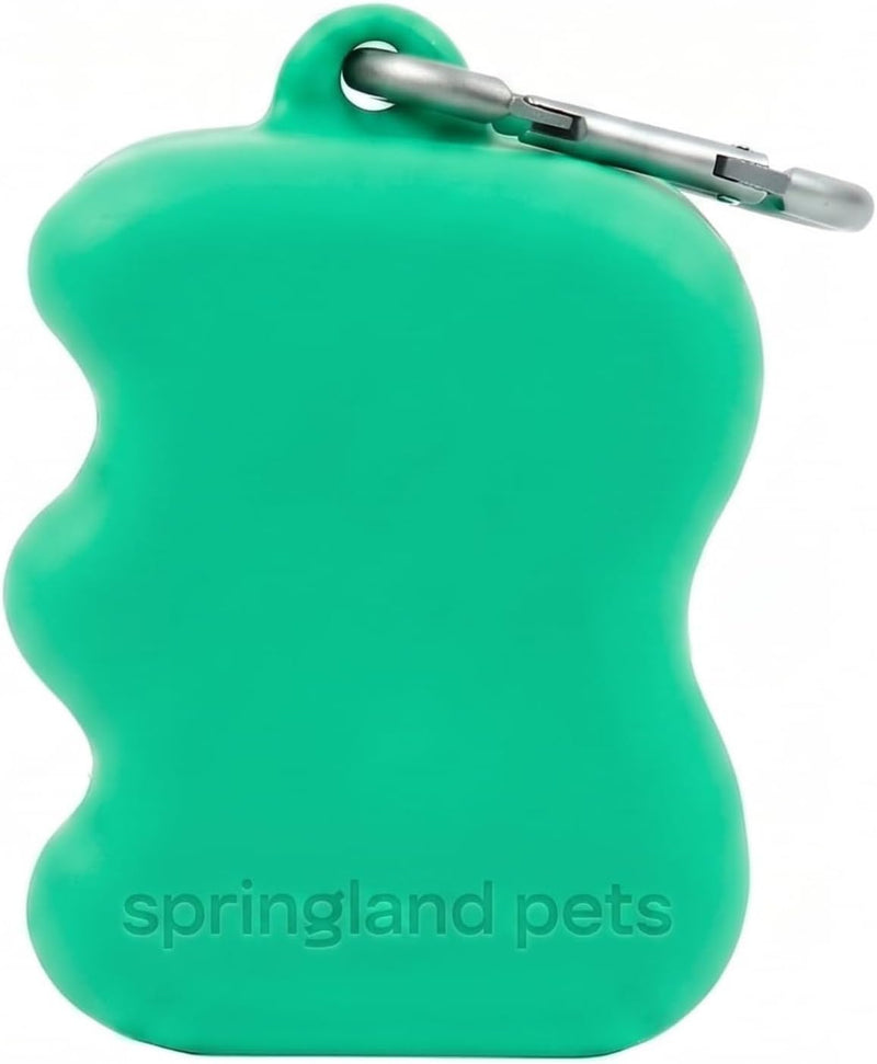 Springer Dog Treat Pouch for Effort-Free Squeeze Dispensing - Easy-Fill, Food-Grade Silicone Treat Pouches for Pet Training - Includes Carabiner-Green