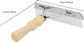 Metal Undercoat Rake, Anti Slip Dog Grooming Rake with Wooden Handle, Portable Dog Rake Brush, Dog Deshedding Rake for C