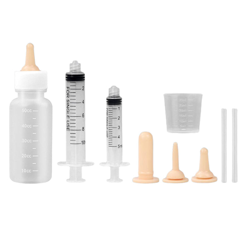 Suxgumoe Pet Feeding Bottle Set, Feeding Silicone Nipple with Bottle and Syringes, Reusable Pet Nursing Kits Feeding Tools for Rabbits, Small Animals (1 Bottle+3 Nipples+2 Syringes + 1 Measuring Cup)