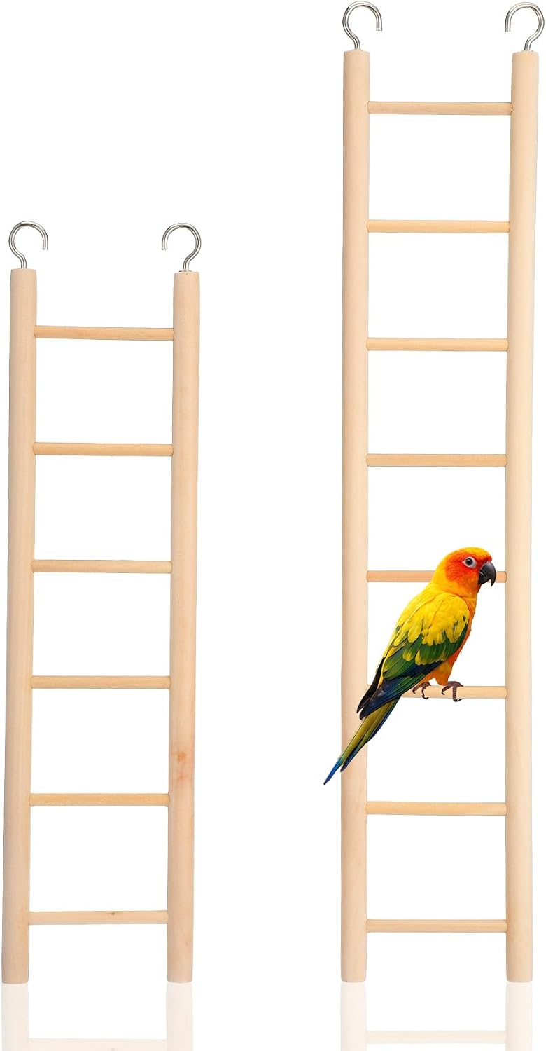 2 Pack Bird Ladder, Wooden Bird Ladder for Cage for Parakeets Parrots