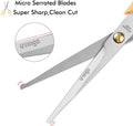 LIVINGO Professional Pet Grooming Scissors for Cats & Dogs, Titanium Coated Safe Rounded Tip and Micro Serrated Trimming Shears for Animal Face, Nose, Ear and Paw Hair, 2 Pack 6.5 inch