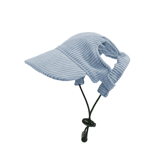 Dog Baseball Cap, Dog Cat Summer Beach Visor Hat with Ear Holes, Adjustable Puppy Sunbonnet Headdress (Blue, Small)