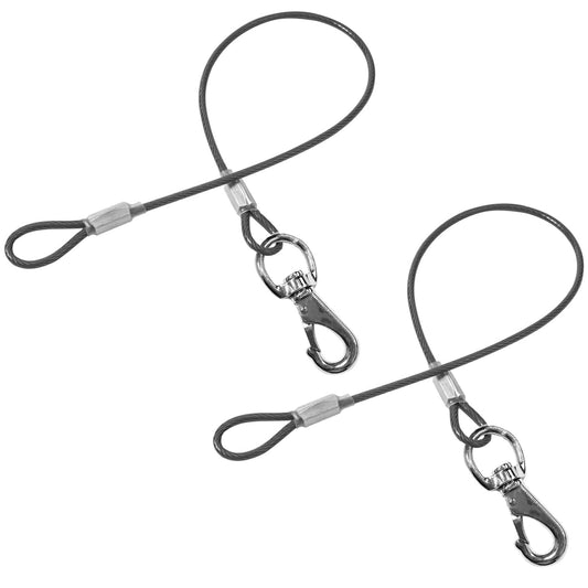 Mi Metty Chew Proof Dog Leash - 2Pack Metal Cable Lead,No Tangle Multiple Dog Leashes for Small and Medium Dogs- Heavy Duty Leash Extender for Collars & Harnesses(2 Pack Black, 20in/50cm)
