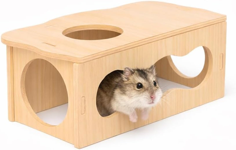 Medium Wooden Hamster Inspired Tunnel with Side & Top Windows Tunnel Toy Dreamy Cloud-Inspired Hideout with Smooth Strea