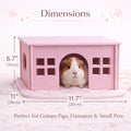 Pink Guinea Pig Hideout with Pee pad: Large Wooden House with Window for Guinea Pigs and Small Animals - Ideal for Cages