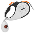 TUG 360° Tangle-Free Retractable Dog Leash with Waste Bag Dispenser (Small, White/Orange)