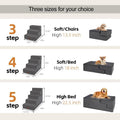 NAPWAYS Dog Stairs for Small Dogs, 13.5" H, 3-Step Pet Steps for Couch Sofa and Chair, Non-Slip Balanced Pet Ramp for Medium Cats,Indoor Dog Ladder, Grey