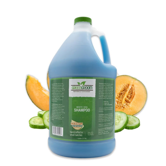 Green Groom White Dog Shampoo, 1 Gallon - All Natural Ingredients, Chamomile Extract, Infused with Coconut Oil and Protein, Soap and Cruelty Free, Restores Coat's Natural Shade