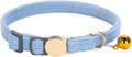 Soft Corduroy Cat Collar for Small to Large Cats, Adjustable 7-11 Inch, Gold Buckle & Bell