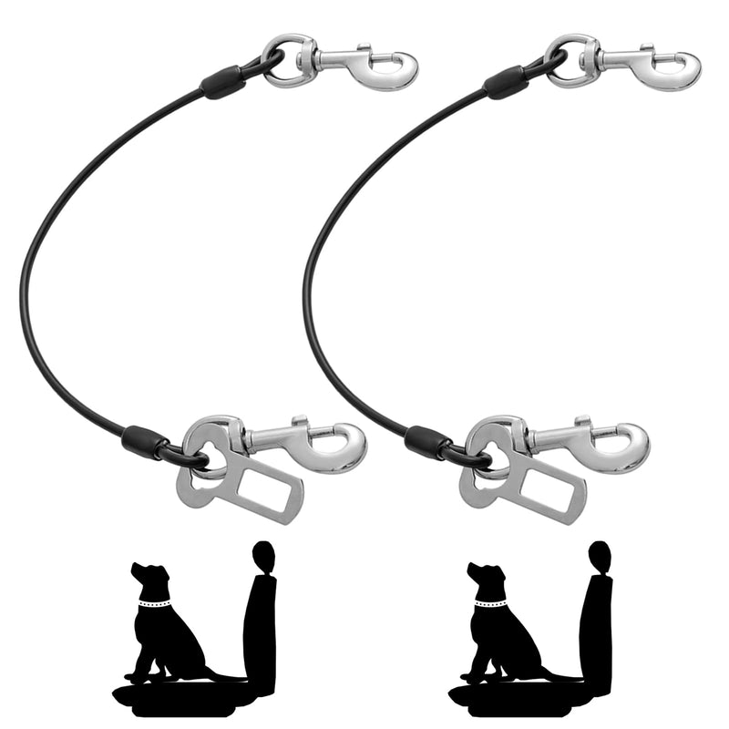 Dog Seat Belt Harness for Car,2pcs Dog Seatbelt of Coated Wire Leash Safety Restraint,No Chew Tether Cable Vehicle Dogs Accessories,Double Clips & Latch (2 Pack Black, 24 inch/60 CM)