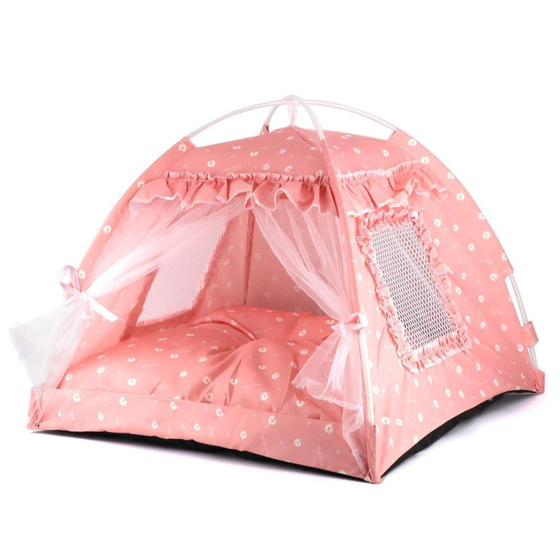 Pawstrip Dog Tent Indoor Cat House Pink Puppy Bed Portable Pet Teepe Princess Dog Camping Tent Outdoor Kitten Houses Cute Bunny Nest Girl Kitty Cave, Medium (15.7