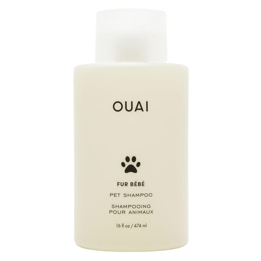 OUAI Fur Bébé Pet Shampoo - Cat & Dog Shampoo for Gentle Cleansing, Hydration & Shine - Vegan & Cruelty-Free Pet Supplies with Aloe Vera & Panthenol - Mercer Street Scent (16 Fl oz)