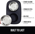 GORILLA GRIP Dog Bowl Set with Feeding Mat, 304 Stainless Steel 2 Cup