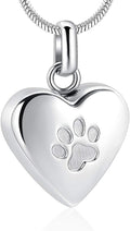 zeqingjw Pet Cremation Jewelry for Ashes Pendant Paw Print Pet Heart Urn Necklace Memorial Keepsake Jewelry for Pet/Dog'
