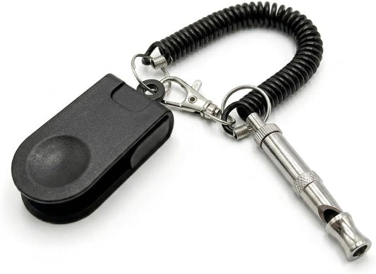 Dog Training Clicker and Whistle Set, 2-in-1 Positive Reinforcement Tool for Puppies, Dogs and Cats, Behavior Correction