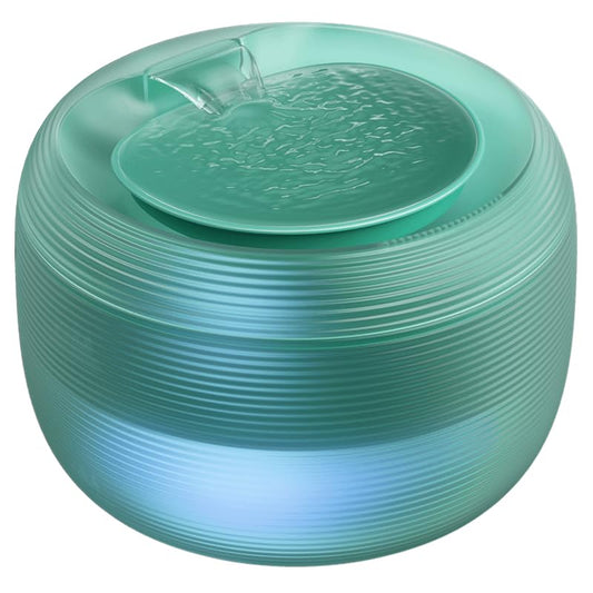 GROOVYPETS 2.5L/85oz Translucent Fountain Water Bowl Drinking Dispenser Pet Waterer for Cats Dogs (Green, Medium)