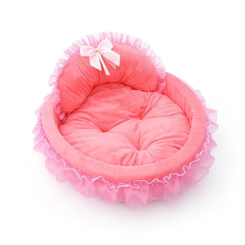 Washable Princess Pet Bed for Small Medium Dogs & Cats - Soft Plush Warm Cave Sofa Cushion, Cozy Snuggle Nest Mat, Cute Comfy Kennel Pad(18.9''X16.54''X18.9'',Pink)