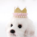 Princess Dog Crown Hat Scarf Set, Dog Birthday Hat Dress Outfit, Wedding Party Supplies for Girl Cats and Small Mini Dog