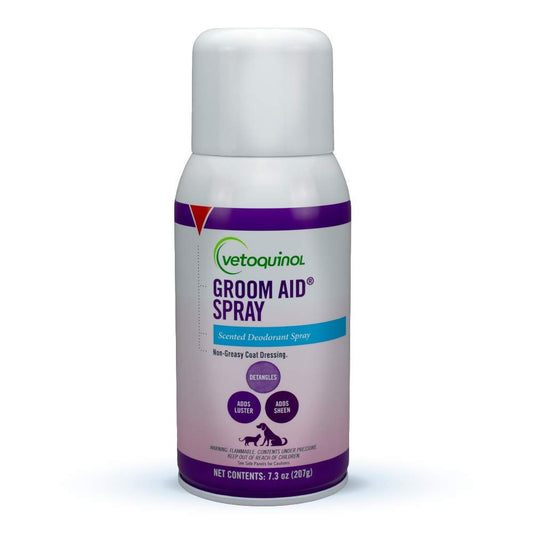 Vetoquinol Groom Aid Spray - Non-Greasy Grooming Spray for Cats & Dogs - Supports Silky Coat & Tangle-Free Fur - Quick Absorbing Fur Conditioner - Fresh Scent - 7.3 oz