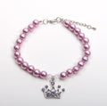 Dog Cat Pearls Necklace Collar with Rhinestones Crown Charm Pendant Pet Puppy Jewelry