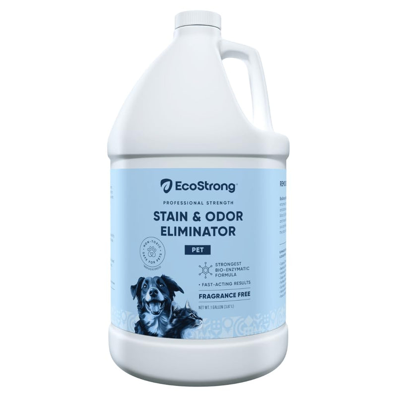 Eco Strong Pet Stain and Odor Remover - Cat Urine Enzyme Cleaner, Urine Destroyer for Dogs, Pet Urine Enzyme Cleaner [All New Fragrance Free] - 128oz