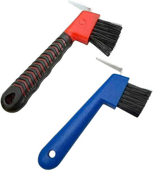 2 Pcs Horses Hoof Pick Brush with Soft Touch Rubber Handle, Portable Hoof Pick for Horses Goat Donkey Horse Hoofs Trimmi