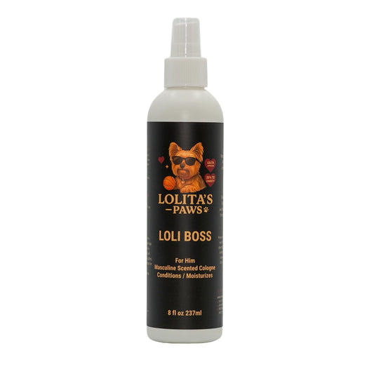 lolita's paws Loli Boss Masculine Dog Cologne – Deodorizing Pet Spray for Dogs, Conditions & Moisturizes Coat, Fresh Scent, 8 oz, Made in USA, For Him