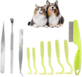 10 Pcs Pet Tick Remover Tool, Stainless Steel Tick Remover Tick Plastics Remover for Cats and Dogs, Pet Tools, Silver, G