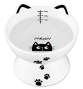 Yedio Porcelain Raised Cat Bowl, No Spill Cat Water Bowl with Anti Slip Band, Elevated Porcelain Pet Bowl Protect Pet's Spine, Large Capacity Pet Water Bowl, 15 oz, Dishwasher Safe
