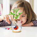 Desktop Fish Bowl Clear Glass Small Fish Tank with Wood Lid and Bamboo Stand for Betta Fish Plants Terrarium Home Office