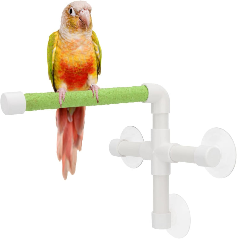 Hypeety Portable Suction Cup Bird Window and Shower Perch Toy Parrot Stand