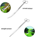 Aquascaping Tools 7 in 1 Kit Aquarium Plant Scissors Tools Set Curved & Waved Scissor Tweezers Spatula Stainless Steel A