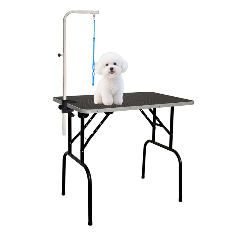 Baohe- 30 Inch Dog Grooming Table - Pet Grooming Table - Foldable, Adjustable Arm, Portable, Non-Slip Grooming Table for Dogs at Home - Black