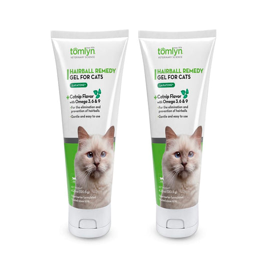 TOMLYN Laxatone Catnip Flavored Hairball Remedy Gel for Cats and Kittens, Hairball Gel for Cats to Help Prevent Hairballs and Promote Healthy Digestion, 4.25oz - 2 Pack
