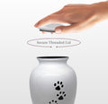 Trupoint Memorials Small Pet Urn for Dogs and Cats Ashes, Paws Print White Cremation Urns for Pets up to 17 lbs
