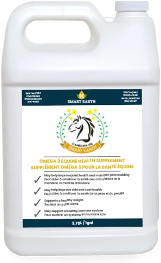 100% Pure Camelina Oil for Horses – Omega 3 & Vitamin E Rich Supplement for Coat, Hooves, Arthritis, Joints, Weight Gain