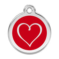 RedDingo enamel pet id tag, small, "Cartoon Heart", Red