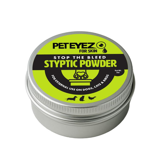 PetEyez Styptic Powder for Dogs, Cats & Birds (2 oz) – Fast-Acting Blood Clotting & Bleed Stop Powder for Pet Nail Trims, Clipping & Cuts – Easy-Use Wide Mouth DIP Can – First Aid Grooming Essential