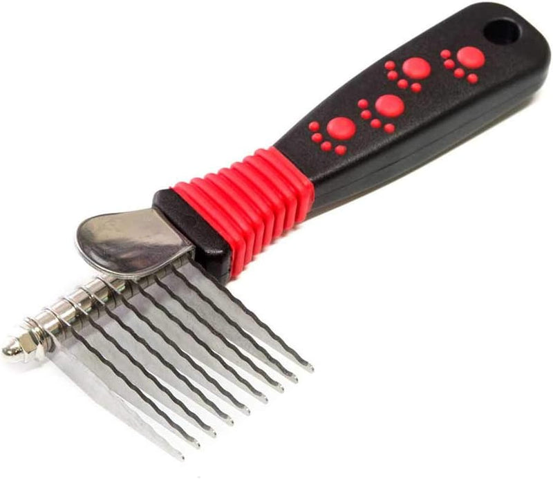 RYAN'S PET SUPPLIES Paw Brothers 9-Blade Dematting Tool for Dog Grooming, Professional Grade, Stainless Steel Blades, Co