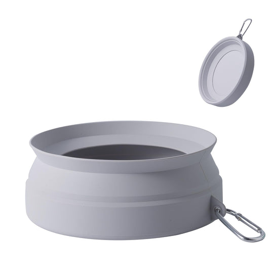 SLSON Spill Proof Dog Water Bowl for Cars,Collapsible No Splash Dog Travel Bowls Integrated Molding Portable Pet Bowl for Vehicle Road Trip Truck,RV,SUV,Boat Accessories (Cold Grey)