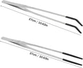 4pcs Reptile Feeding Tongs, Stainless Steel Straight Curved Aquarium Feeder Tweezers Tools with Rubber Tips for Bearded 