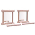 Litewoo Bird Mirror Wooden Hanging Swing Interactive Play Toys for Small Parrot Budgies Macaw African Grey Parakeet Cockatiel Conure Lovebird Cage Accessories (Bird Mirror Perch Stand-2 PCS)