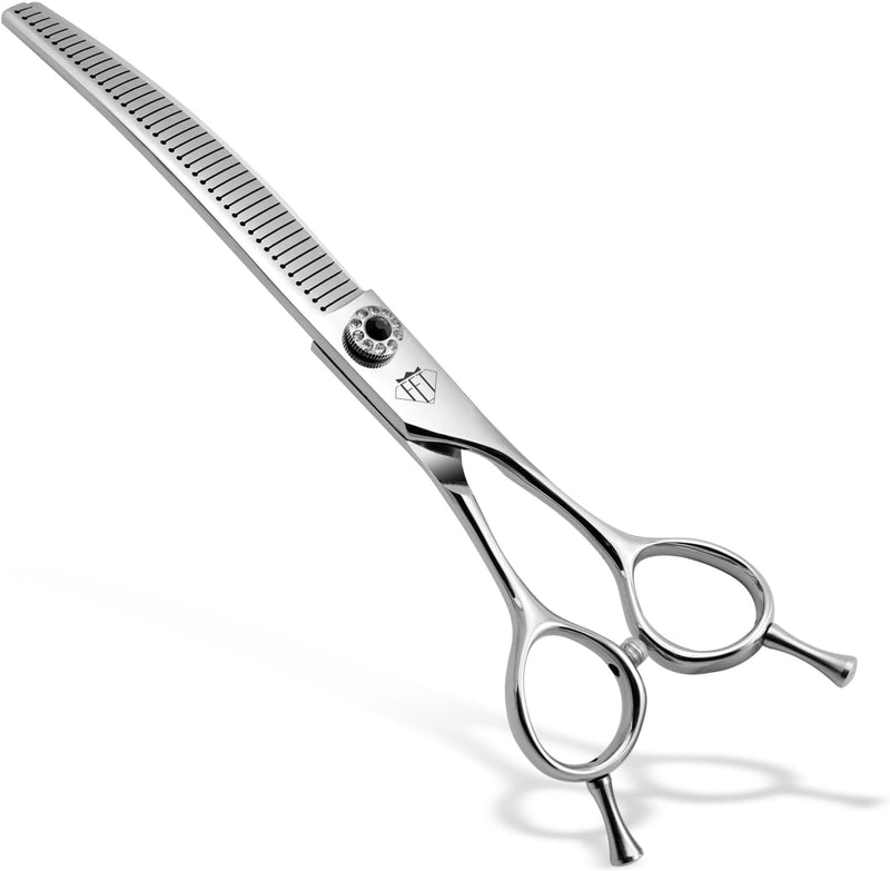 Dog Grooming Scissors: 7 inch Pet Curved Chunker Shears Made Of Japanese 440C Advanced Stainless Steel Professional Groo