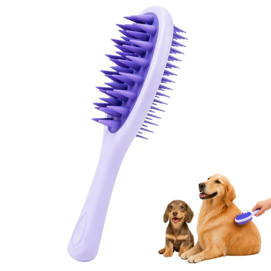 Dog Brush for Shedding, Long Handle Silicone Dog Bath Brush for Dogs and Cats, Dog Shampoo Brush and Scrubber for Bath, 