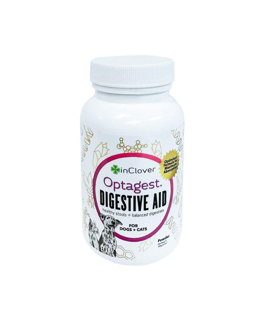 InClover Optagest Natural Digestive Aid, Organic Prebiotics & Enzymes Supplement Powder for Dogs and Cats - Promotes Healthy Stools, Less Gas, Optimal Nutrient Absorption, Intestinal Balance, 3.5oz
