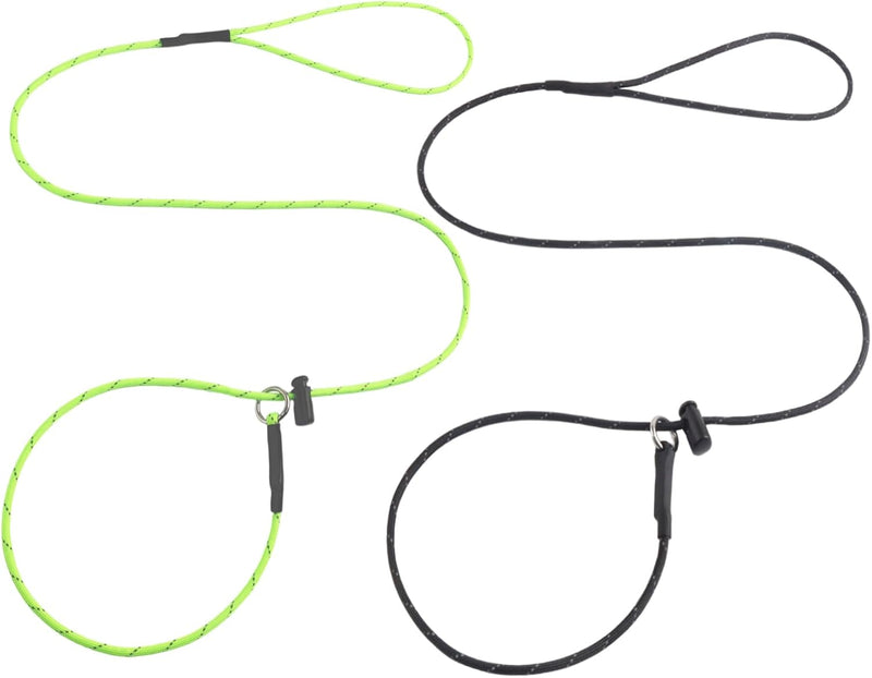 Reflective Slip Lead Leashes Puppy Training Lead – 4.3mm Paracord Rope with 12-Core Strength, 1000lb Pull Force Set of 2