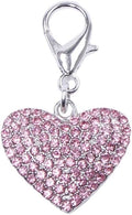 Dog and cat shiny heart shape full rhinestone charm pendant