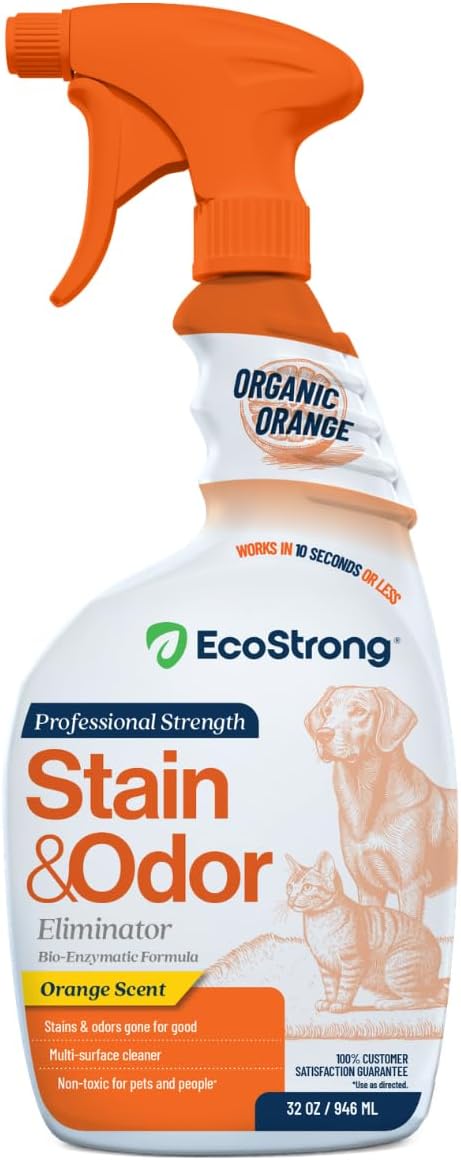Orange Odor Eliminator | Pet Odor Deodorizer for Strong Odor | Enzyme Stain Cleaner for Cats, Dogs, and Pets | Great for Carpets, Furniture, Dog Kennels, and More (32 Fl Oz)