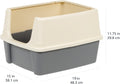 Amazon Basics Large Cat Litter Box with High Sides, Open Top for Easy Access, Includes Scoop with Storage, 19" x 15" x 11.75", Grey/Beige