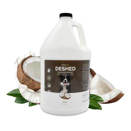 Bark2Basics DeShedding Dog Conditioner, 1 Gallon - Combats and Reduces Shedding, Removes Undercoat, Fights Excessive Hair Shed, Omega 3 and 6 Rich, Strengthens The Hair Follicle, Natural, USA Made